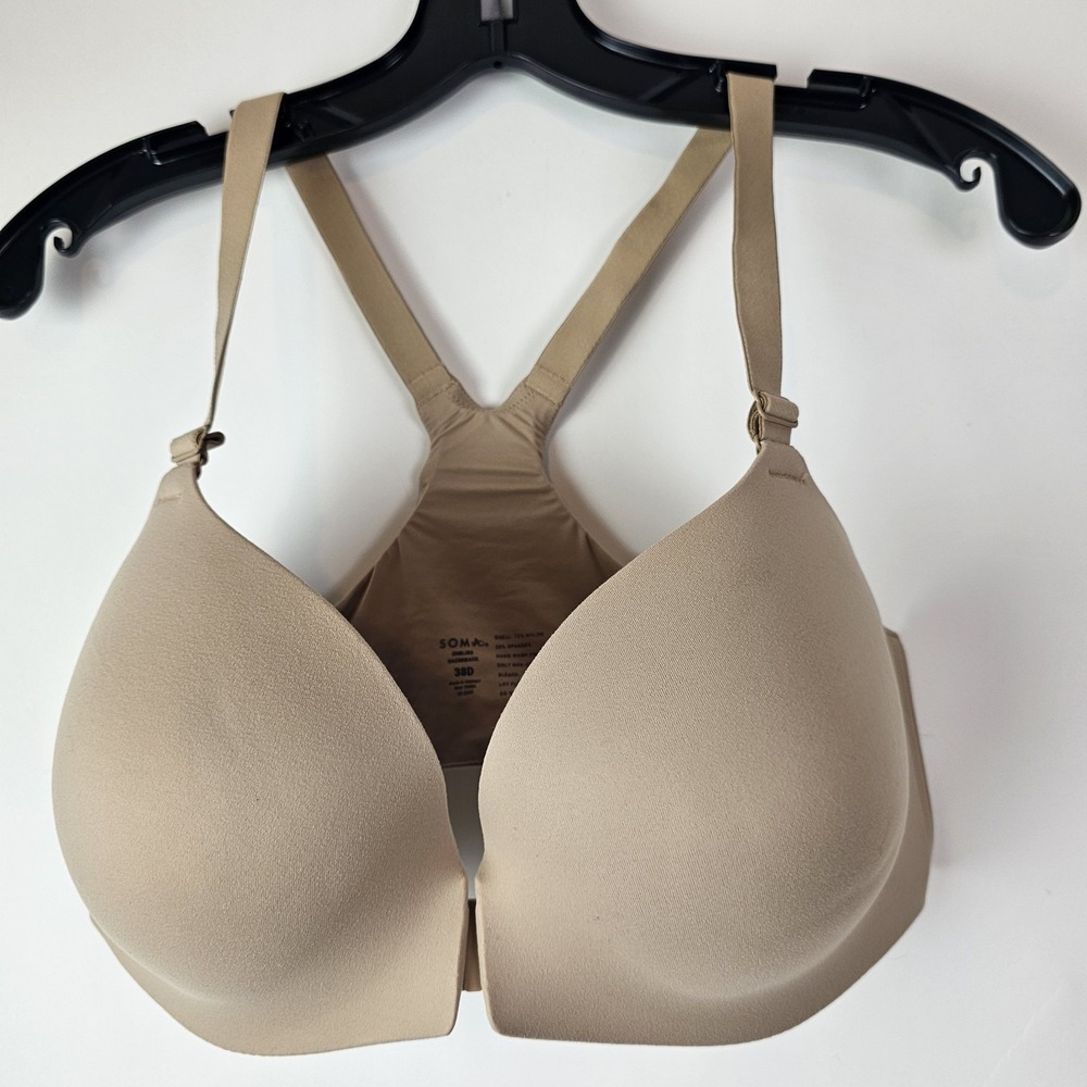 Soma Enbliss 38D Bra Front Close Racerback Underwire Beige Everyday Comfort‎